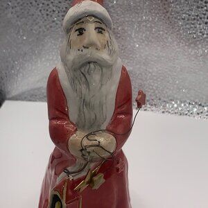 Santa W Light Ceramic Red & White Statue by The Flowery